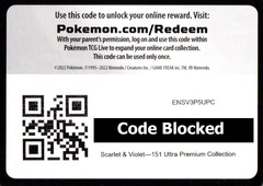 Scarlet & Violet 151: Ultra Premium Collection TCG Live TCGO Online Code Card